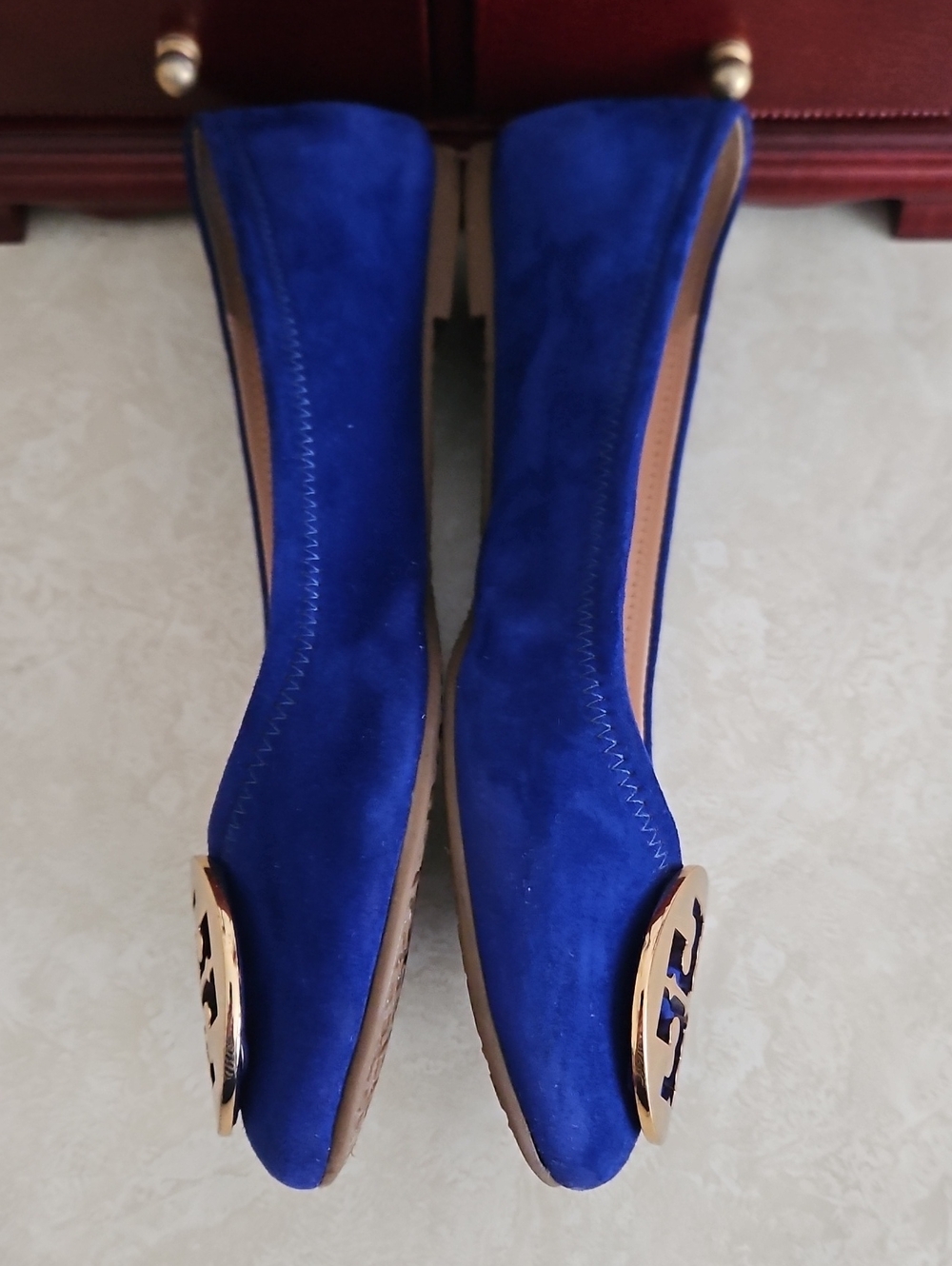 Tory Burch Cobalt Blue Suede Ballet Flats , Size 9M. - Picture 4 of 12